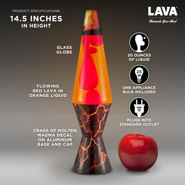 The Original Lava? Lamp - 14.5 Volcanic Crags - Classic Liquid Motion Lamp - Red Wax and Orange Liquid - #2078 (Amazon Exclusive)